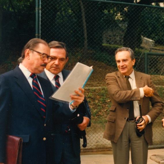 Groundbreaking Ceremony of the new buildings. Aptullah Kuran, Ali Neyzi, Vedat Urul, and Leyla Aktay.